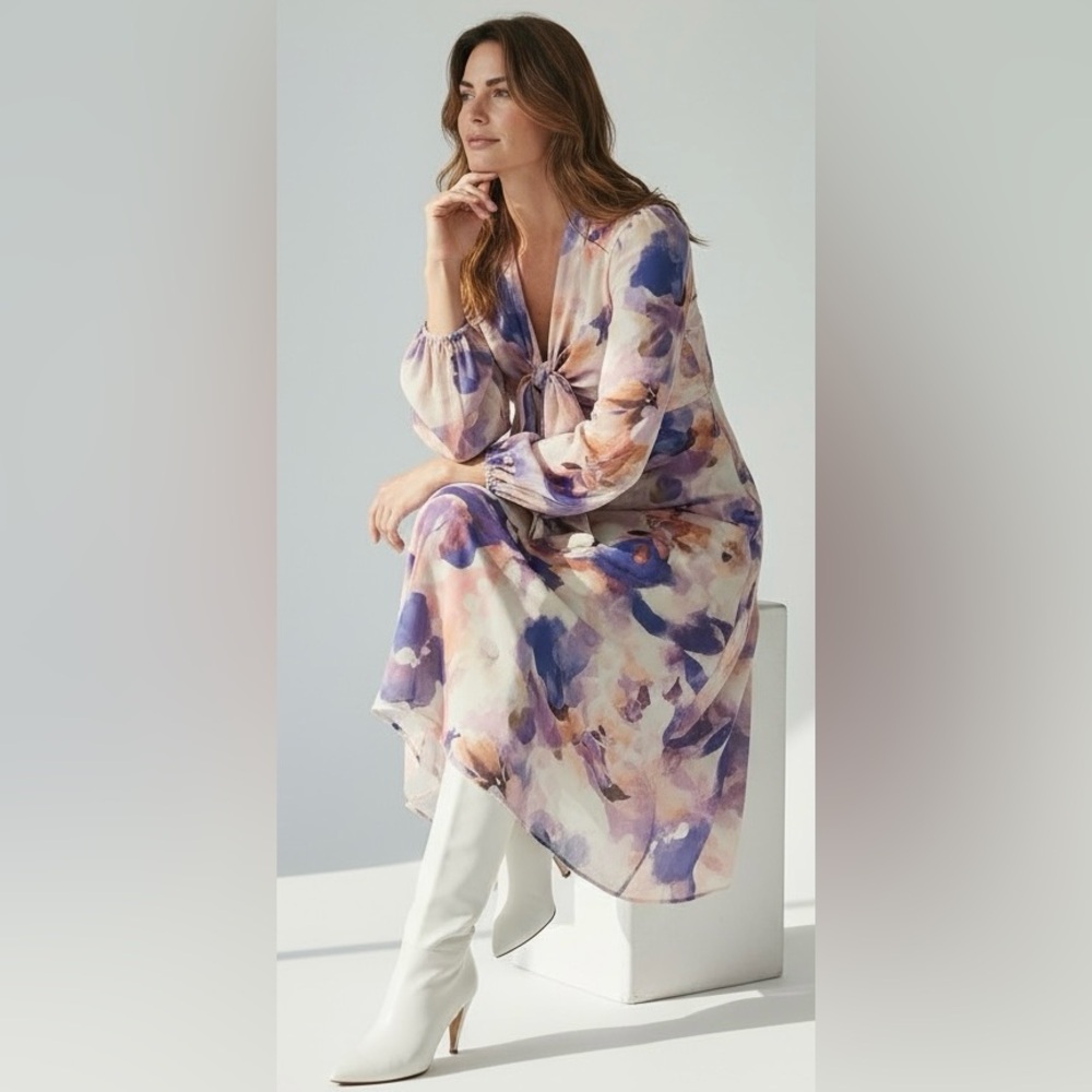 Elegant Floral Long Sleeve Dress